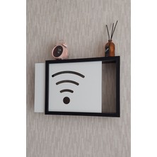 HKM Ticaret Siyah 25 x 35 x 7  cm wifi Amblemli Duvara Asılabilir Sigorta ve Modem-Wifi Saklama Kutusu! Saklama Kutusu