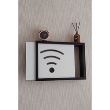 HKM Ticaret Siyah 25 x 35 x 7  cm wifi Amblemli Duvara Asılabilir Sigorta ve Modem-Wifi Saklama Kutusu! Saklama Kutusu