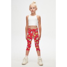 Lovetti So Cool Kız Çocuk Desenli Diz Altı Tayt Kapri