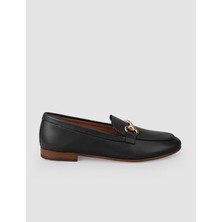 Cabani %100 Hakiki Deri Siyah Tokalı Kadın Loafer