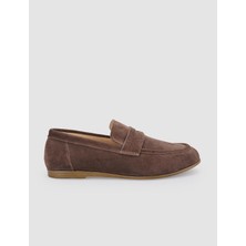 Cabani %100 Hakiki Deri Kahverengi Süet Kadın Loafer