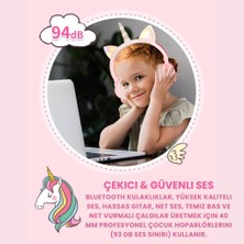 Coofbe Unicorn 94DB Güvenli Ses Kontrollü Yumuşak Kulak Pedli Bluetooth Kulaklık Bluetooth Çocuk Kulaklığı