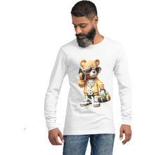 M.ç Store - Bad Bear   Erkek_ Kadını Unısex Baskı Beyaz Sweatshirt