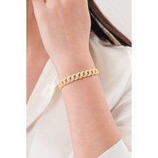 TMT Silver Gümüş 8.5 mm Gurmet Altın Gold Kaplama Beyaz Zirkon Taşlı Bileklik