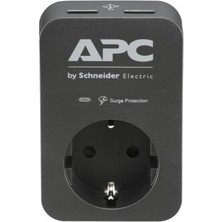 Schneider Electric PME1WU2B-GR Apc Tekli Akım Korumalı Priz - 2 USB Hızlı Şarj