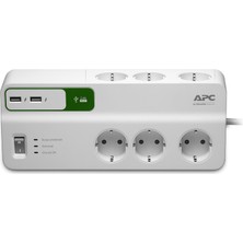 Schneıder Electrıc PM6U-GR Apc 6'lı Akım Korumalı Priz - 2 USB Hızlı Şarj