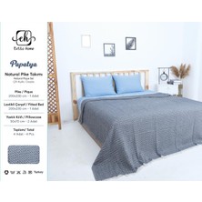 Estilo Home Naturel Çift Kişilik Kutulu Pike Takımı 4 Parça Mavi