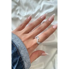 Leo'Stone Yeni Sezon Kraliçe Taç Tasarım Model Zirkon Taşlı Ayarlanabilir Kadın Çelik Yüzük