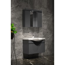 Özceden Yıldız Banyo Dolabı Takımı 80CM Asma Komple Antrasit Gri Mat Renkli