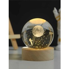Mr Çocuklar Için 3D Kristal Cam Küre, Ahşap Soketli Gece Lambası,led, Gece Lambası