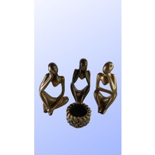 Dekoratif 3 Insan Biblo Mumluk- Heykel -Soyut Tasarım