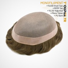 Toupee.tr MP7473 Monofilament Protez Saç - Erkekler İçin Protez Saç - Toupee For Men - Doğal Dalgalı İnsan Saçı - Remy Saç - %130 Saç Yoğunluklu Saç Değiştirme Sistemi