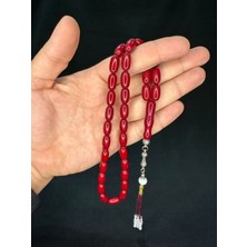 Anemore Collection Toz Kehribar Tesbih Vişne Renkli 14MMX6,5MM T-690