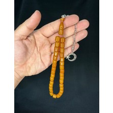 Anemore Collection Toz Kehribar Tesbih Koyu Sarı Kapsül Kesim 8MMX9MM T-694