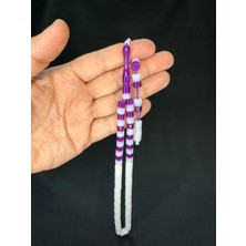 Anemore Collection Mor Beyaz Geçişli Toz Kehribar Tesbih Kesme Kesim 11MMX7MM T-693