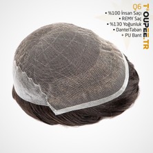 Toupee.tr MP7469 Q6 Protez Saç - Erkekler İçin Protez Saç - Toupee For Men - Doğal Dalgalı İnsan Saçı - Dayanıklı Remy Saç - %130 Saç Yoğunluklu Saç Değiştirme Sistemi, 6x8" Boy #2 En Koyu Kahverengi