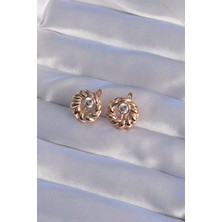 Clariss Xuping Rose Renk Oval Zirkon Taşlı Burgu Model Küpe