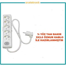 Viko Multi-Let 5 Li 3x2.5 Öznur Kablo Tam Bakır (1 ile 15 Metre Arası) Anahtarlı Topraklı Çocuk Korumalı Uzatma Grup Priz ( 3x2.5 Ttr Öznur Kablo Tam Bakır) Ttr Kablo Tseli HO5VV;