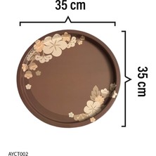 Çiçek Desenli Kahverengi Tepsi