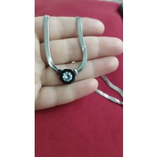 Çelik 1.sınıf Çelik Kararma Yapmaz Italyan Zincir Çağla Model Silver Kolye