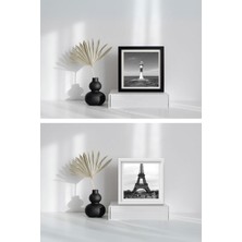 Yapışkanlı Sök-Tak Beyaz Pola Çerçeveler - 5'li Paket 14X14CM Masaüstü ve Duvar Çerçevesi