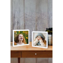 Yapışkanlı Sök-Tak Beyaz Pola Çerçeveler - 5'li Paket 14X14CM Masaüstü ve Duvar Çerçevesi