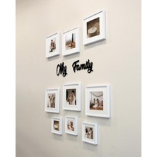 My Family Yazılı Yapışkanlı Sök-Tak Paspartulu Beyaz Kare Fotoğraf Çerçevesi - 9'lu Paket