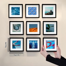 Yapışkanlı Sök-Tak Paspartulu SIYAH14X14CM Pola Kare Fotoğraf Çerçevesi - 9'lu paket