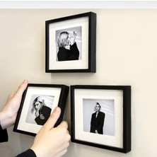 Yapiskanli Sök-Tak Paspartulu Siyah 14X14CM Pola Kare Fotograf Çerçevesi - 3'lü Paket