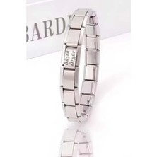 Çelik Kişiye Özel Isim Yazılı Italyan Charm 18CM Çelik Bileklik SCB26Y