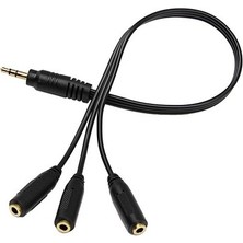 Derwell Ses Sistemi Kablosu 3x3.5mm Stereo Dişi To 1x 3 Stereo 1 Erkek 3 Dişi 5+1 - 2+1 Ses Sistemi Cabble Siyah