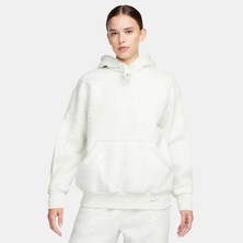 Nike Nsw Collection Sherpa Hoodie Kadın Beyaz  Oversize Bol Kesim Polarlı Sweatshirt FB8783-020