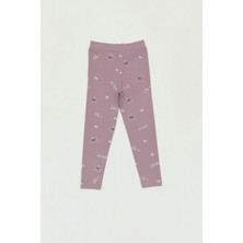 Kelebek Baskılı Beli Lastikli Kız Çocuk Tayt