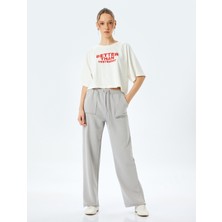Koton Yüksek Bel Bağcıklı Kesik Paça Cepli Eşofman Altı