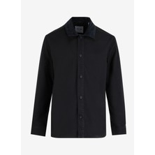 Only & Sons Normal Siyah Düz Erkek Gömlek Onsaston Wash Canvas Overshırt