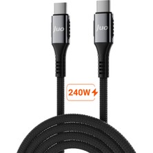 Juo 240W 5A E-Mark Çipli Örgülü USB Pd Type-C To Type-C Hızlı Şarj ve Data Kablosu 2 Metre