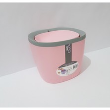 Renkli Çiçekler Çöp Kovası Tezgah Üstü Plastik Döner Kapaklı Mor Renk Mini Çöp Kova Ev Ofis Için