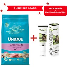 Unique Adult Mini/smal Kuzulu Küçük Irk Köpek Maması 3kg + Vet's Health Multi-Vitamin 100G