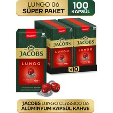 Jacobs Lungo 6 Classic Nespresso Uyumlu Alüminyum Kapsül Kahve 10 Adet X 10 Paket