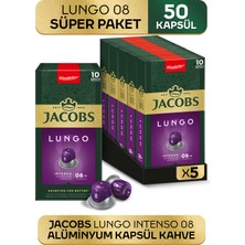 Jacobs Lungo 8 Intenso Nespresso Uyumlu Alüminyum Kapsül Kahve 10 Adet X 5 Paket