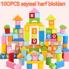 First Çocuklar Için 100'LÜ Paket Ahşap Büyük Peletli Sayı ve Alfabe Yapı Taşları (Yurt Dışından)