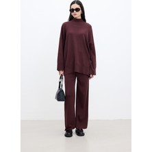 Manuka Düz Paça Triko Pantolon Bordo