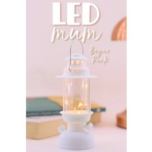 BK Commerce LED Mum Kamp Lambası Tipi 1 Adet Pil Dahil Dumansız Alev Ledli Dekor Işığı Beyaz PT437