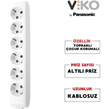 Viko Altılı Grup Priz Ups Topraklı - Çocuk Korumalı Çoğaltıcı Priz 6'lı Kablosuz Beyaz