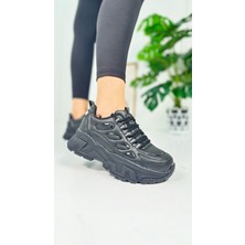 Nstil Günlük Kadın Sneaker Bağcıklı Yüksek Kalın Tabanlı Oval Burunlu Rahat Hafif Spor Ayakkabı 1001