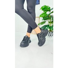 Nstil Günlük Kadın Sneaker Bağcıklı Yüksek Kalın Tabanlı Oval Burunlu Rahat Hafif Spor Ayakkabı 1001