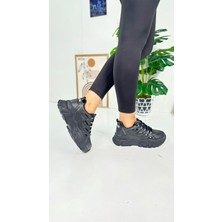 Nstil Günlük Kadın Sneaker Bağcıklı Yüksek Kalın Tabanlı Oval Burunlu Rahat Hafif Spor Ayakkabı 1001