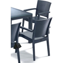 Ziynet Home 6 Adet Victor Koltuk Rattan Bahçe Balkon Masa Takımı 6 Kişilik Large 90  x  150  cm  Camlı Set Pro 1.