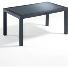 Ziynet Home 6 Adet Victor Koltuk Rattan Bahçe Balkon Masa Takımı 6 Kişilik Large 90  x  150  cm  Camlı Set Pro 1.