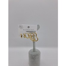Stainless Steel 6 Lı Çelik Kalpli Halka Küpe Seti